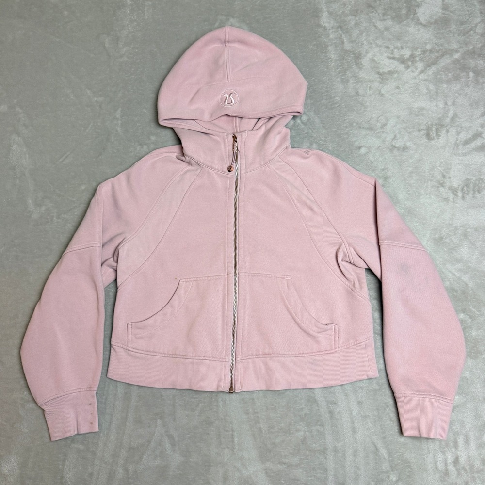 Lululemon Scuba Oversized Full Zip Hoodie Women XS/S Pink Athleisure Gym Cropped